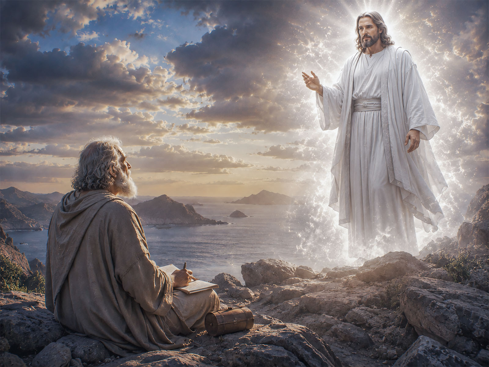John see Jesus in vision while on Patmos